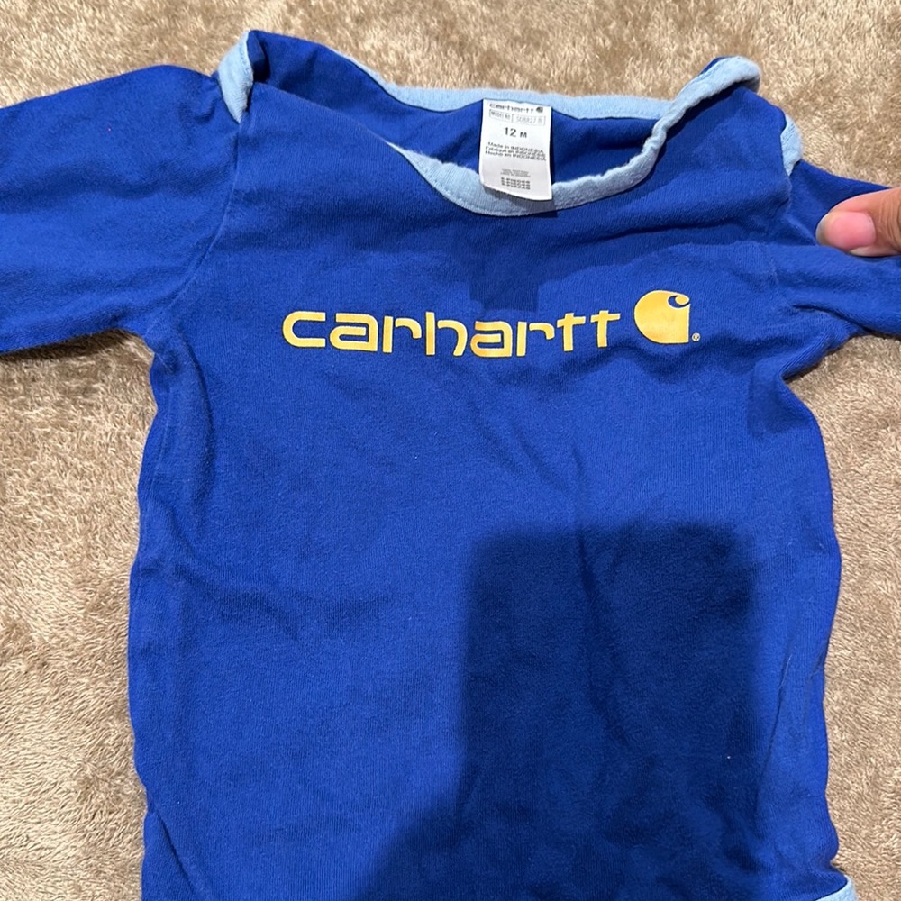 blue carhartt one piece .